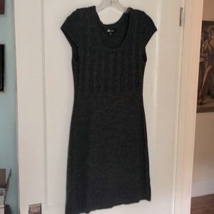 Short sleeve charcoal sweater dress